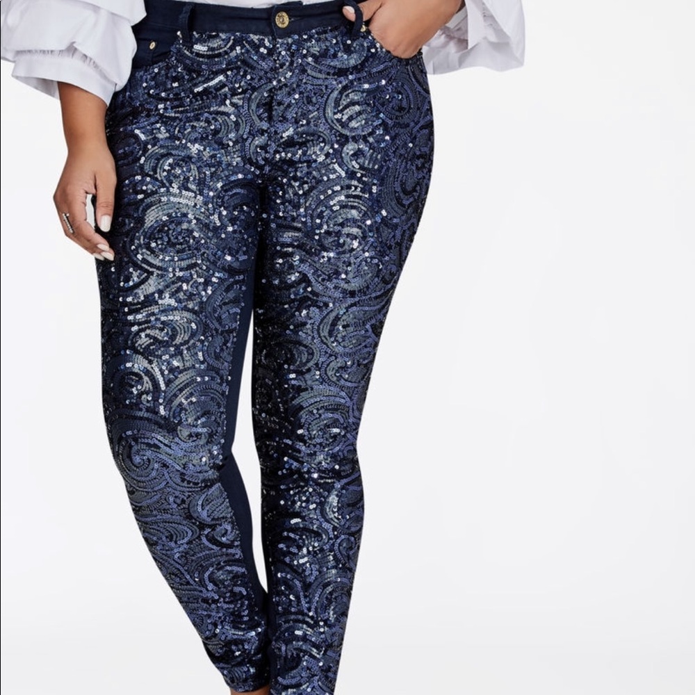 40.00 FIRM - Bling Bling Blue Sequin Jeans